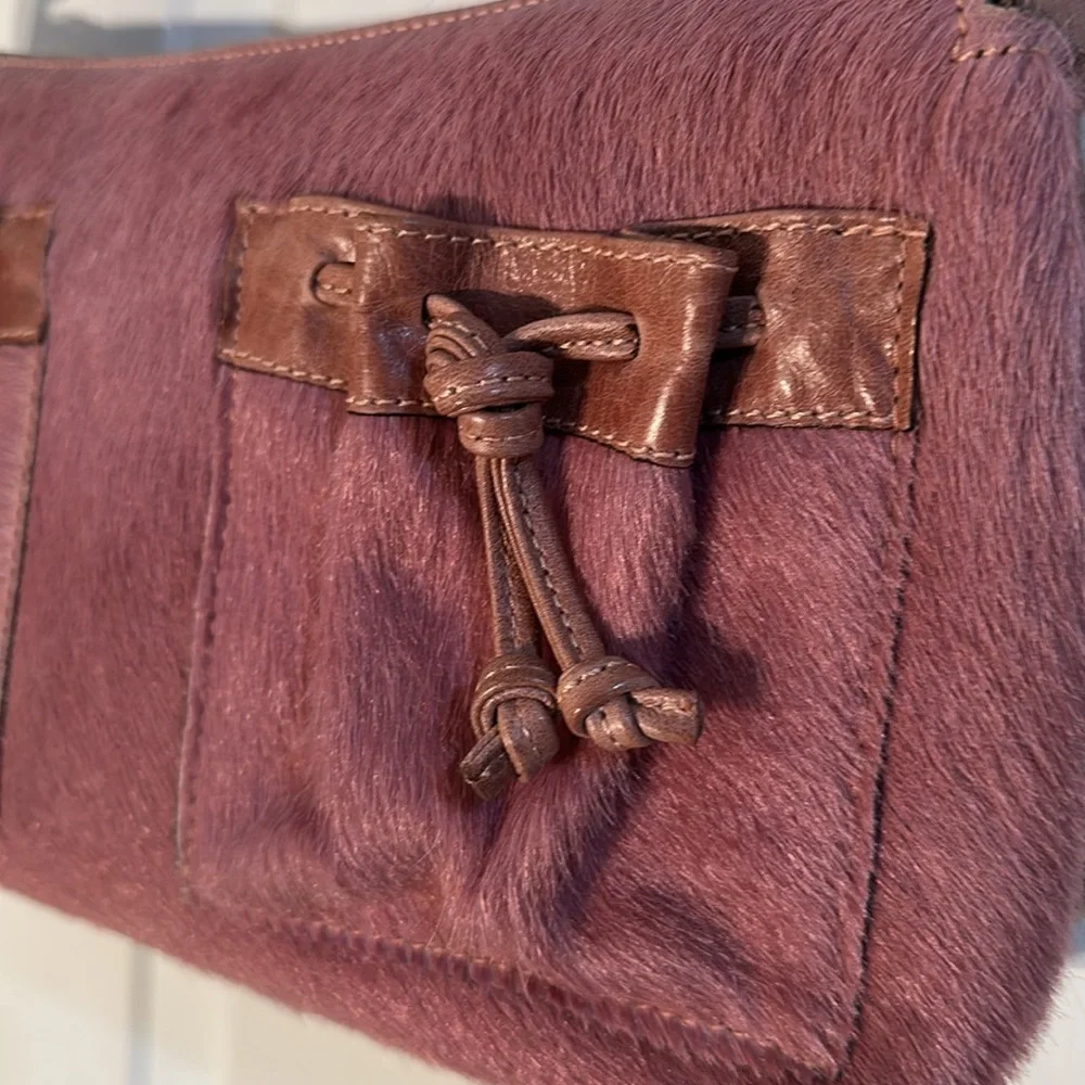 Italian Leather Mania Cowhide Handbag Dusty Pink Shoulder Bag Adj strap EUC - Picture 2 of 12